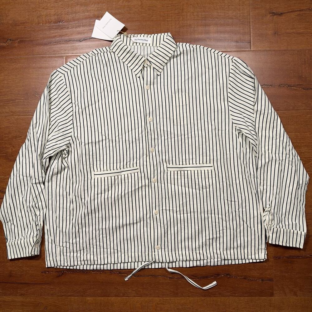 The Frankie Shop Corwin Shirt Jacket Mens M Off White Stripe Oversized Relaxed